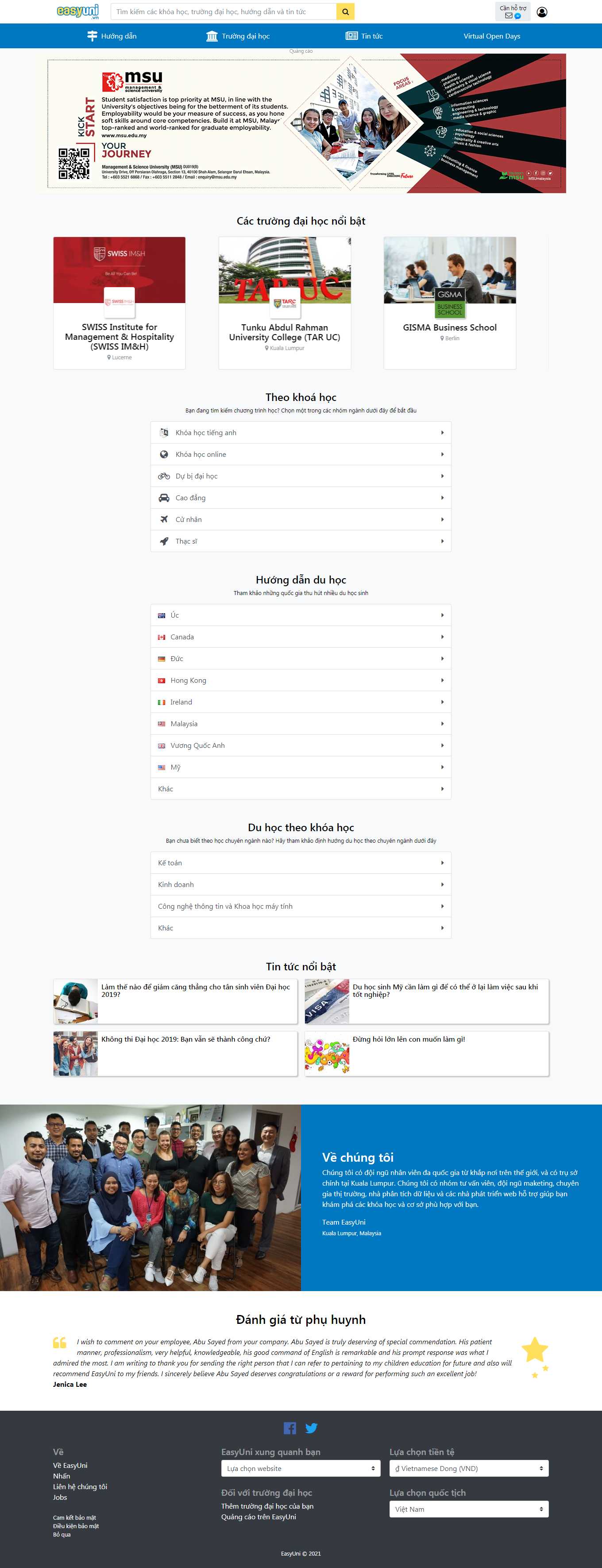 Thiết kế Web du học anh easyuni.vn