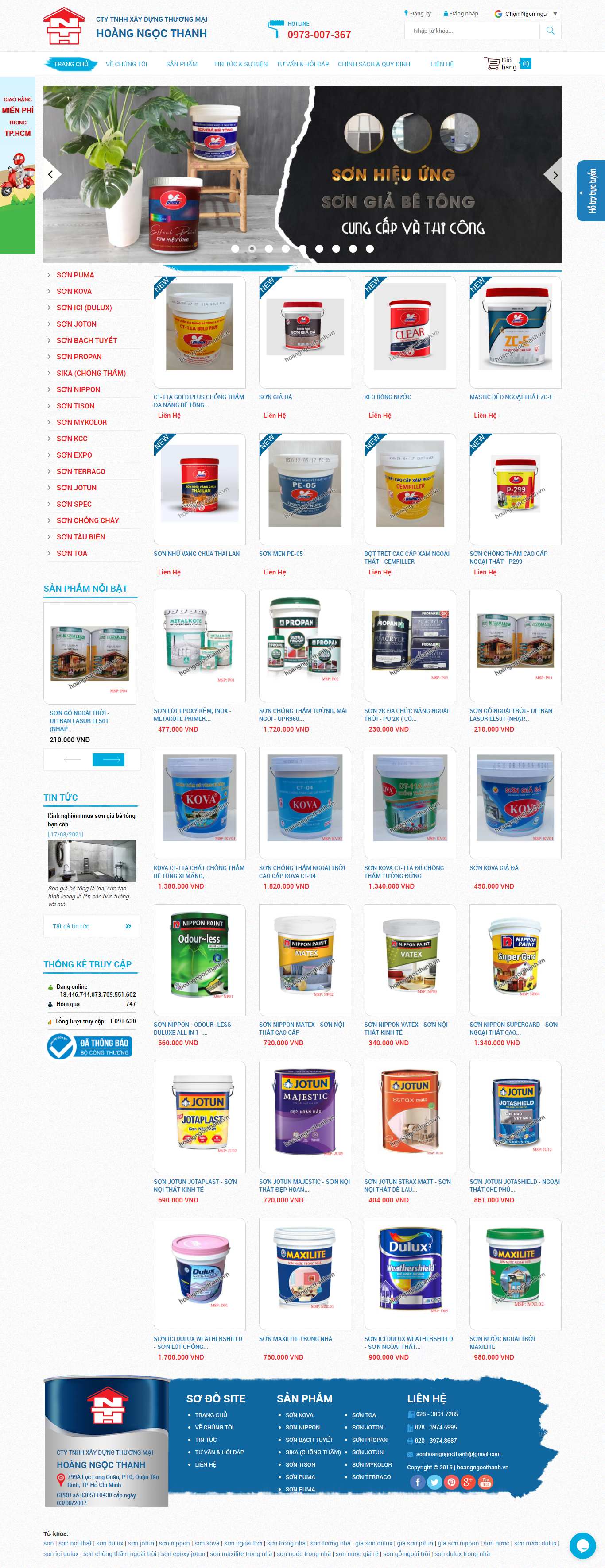 Thiết kế Web bán sơn hoangngocthanh.vn