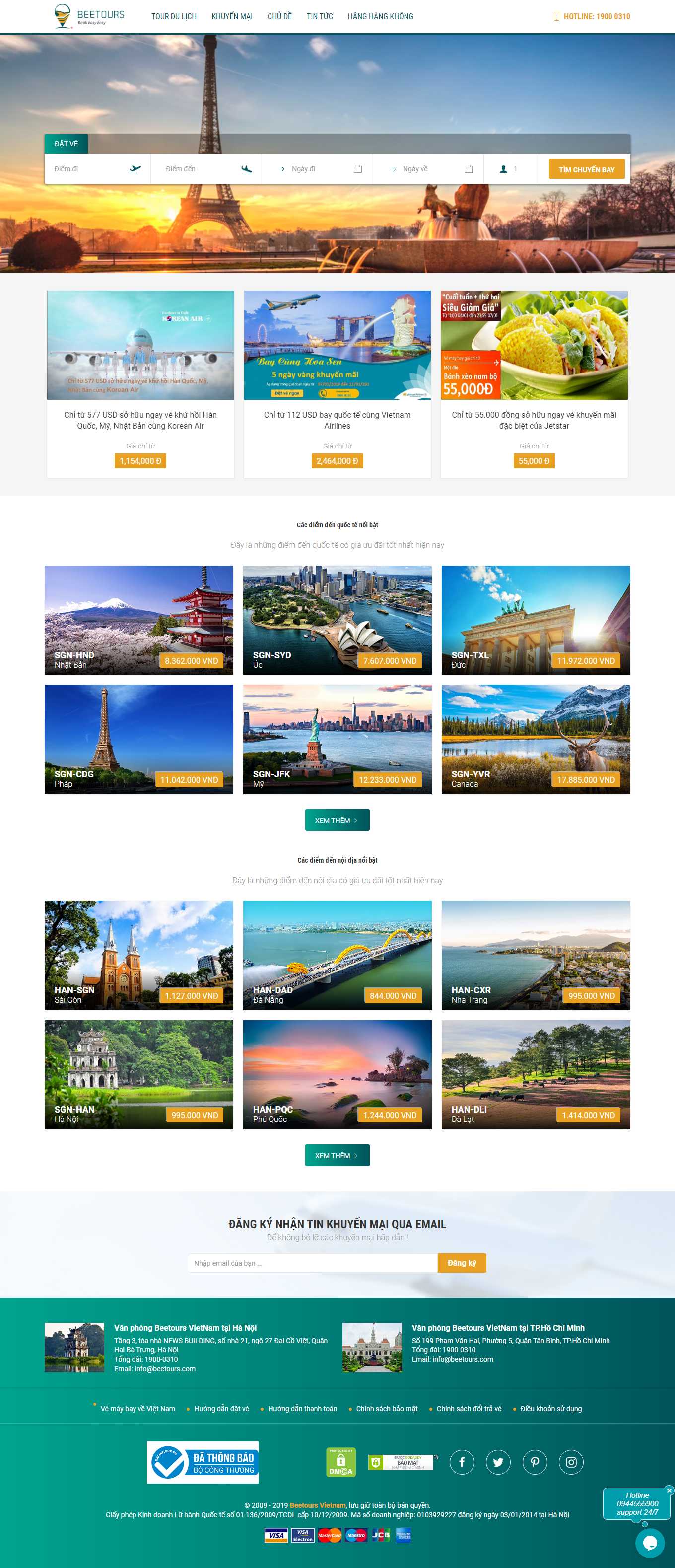 Thiết kế Web vé máy bay giá rẻ beetours.vn