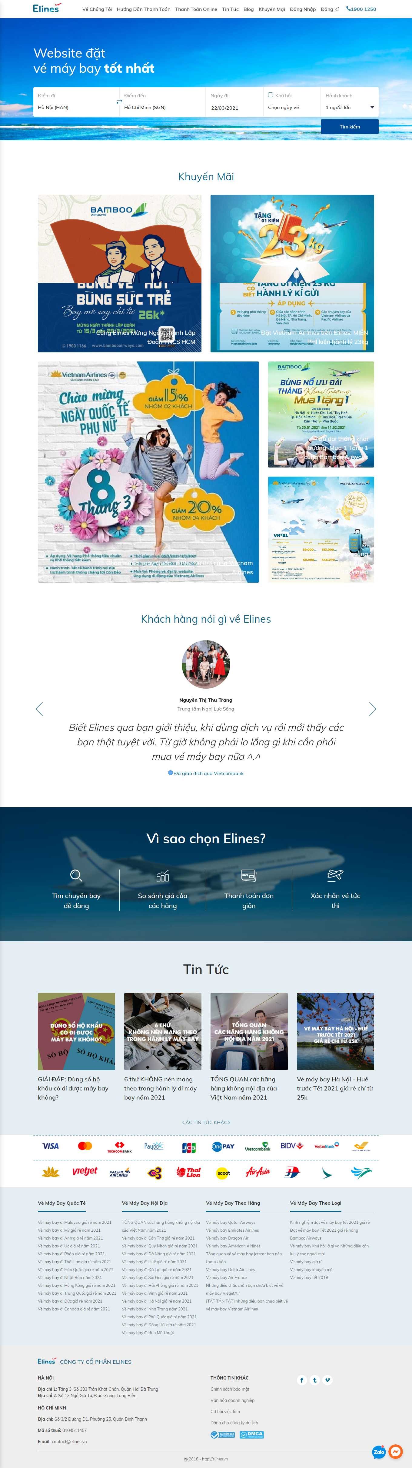 Thiết kế Web vé máy bay giá rẻ elines.vn
