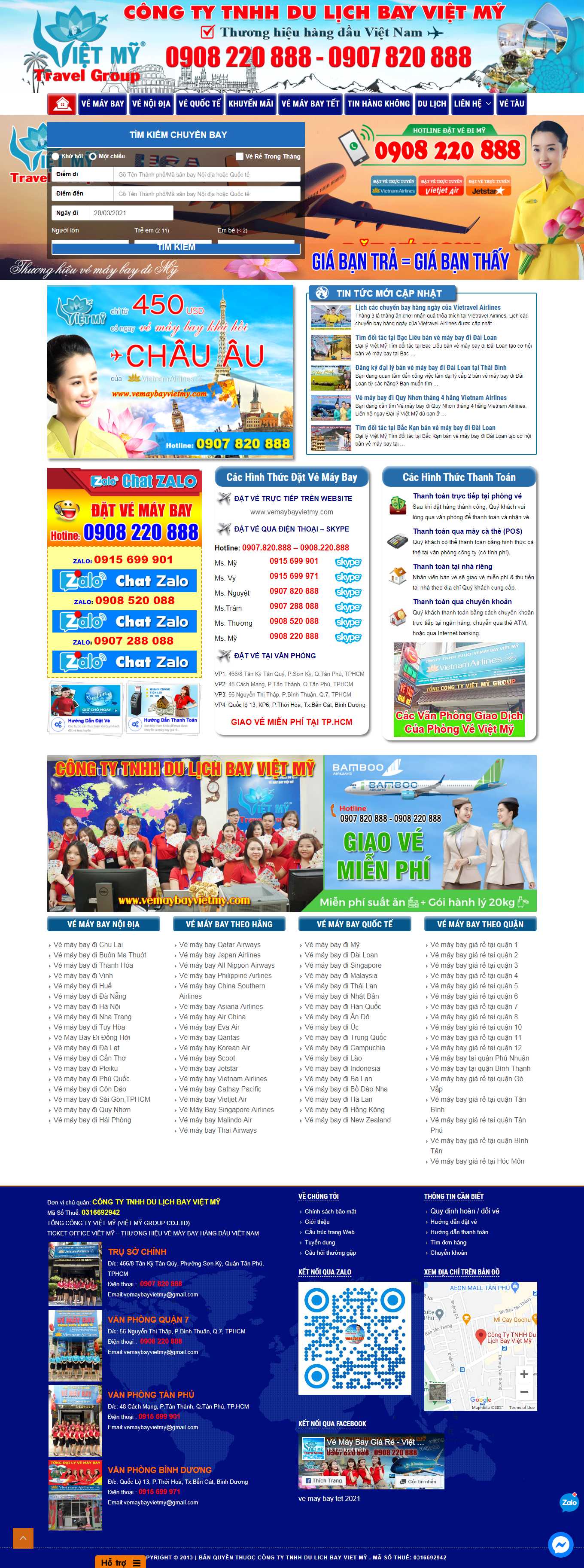 Thiết kế Web vé máy bay giá rẻ vemaybayvietmy.com