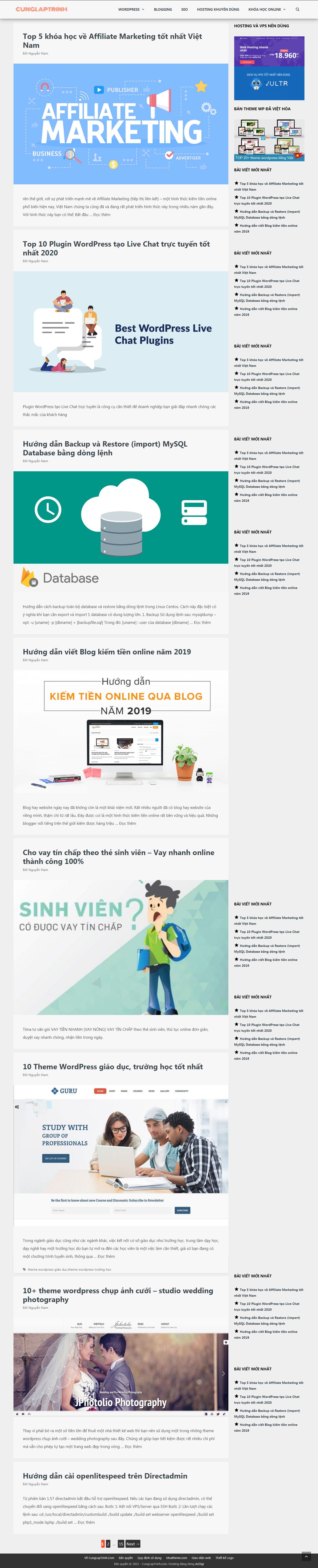 Thiết kế Web cá nhân cunglaptrinh.com