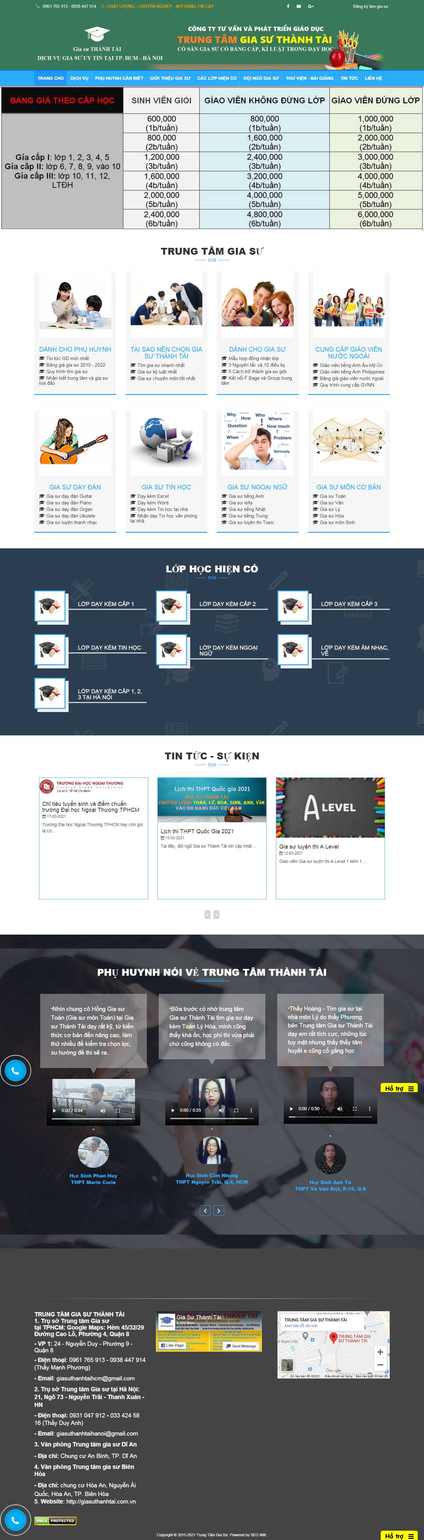 Thiết kế Web trung tâm gia sư giasuthanhtai.com.vn
