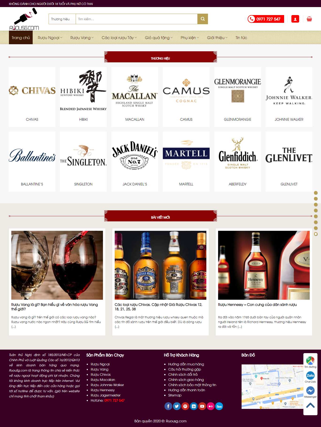 Thiết kế Web bán rượu bia ruousg.com
