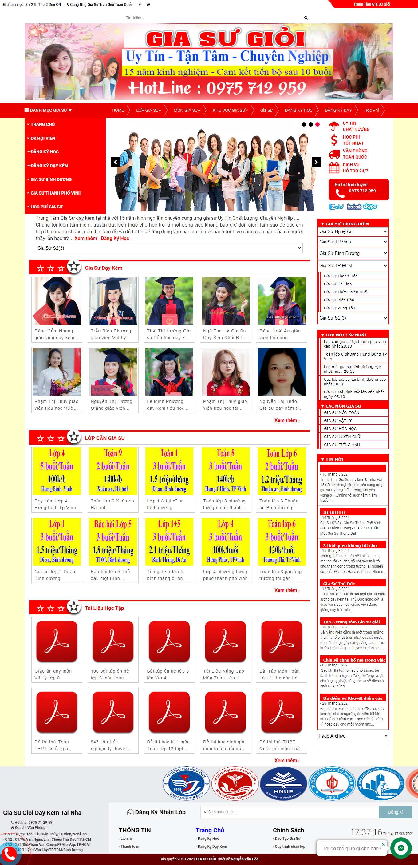 Thiết kế Web trung tâm gia sư giasuthongdat.com