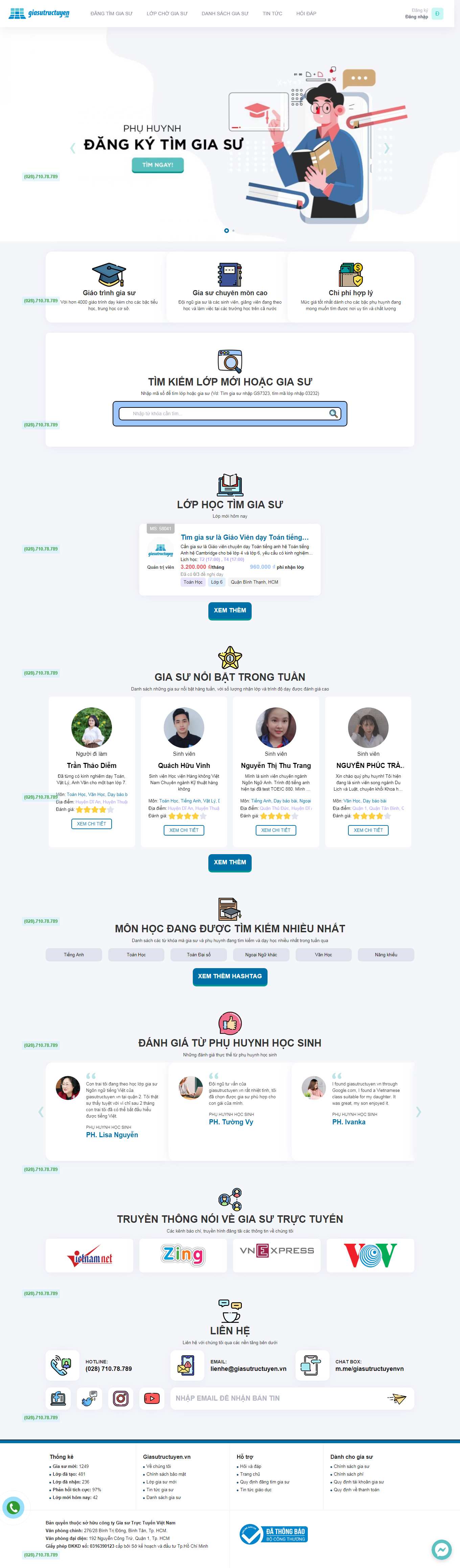 Thiết kế Web trung tâm gia sư giasutructuyen.vn