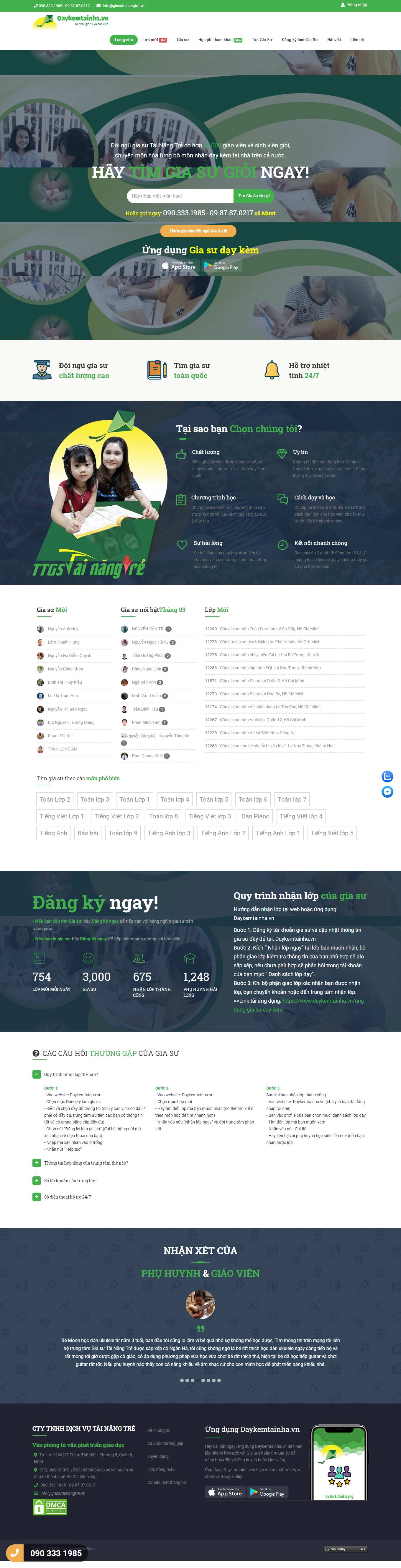 Thiết kế Web trung tâm gia sư daykemtainha.vn