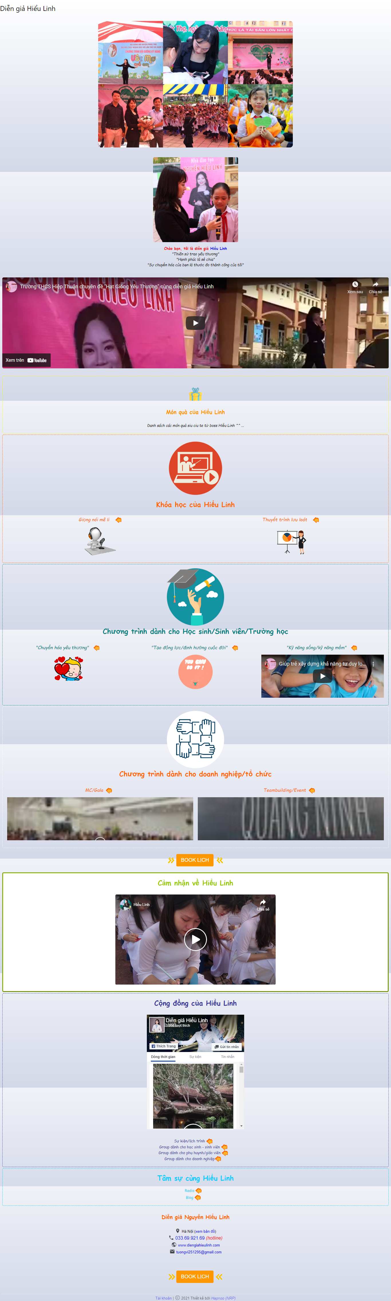 Thiết kế Web người nổi tiếng diengiahieulinh.com
