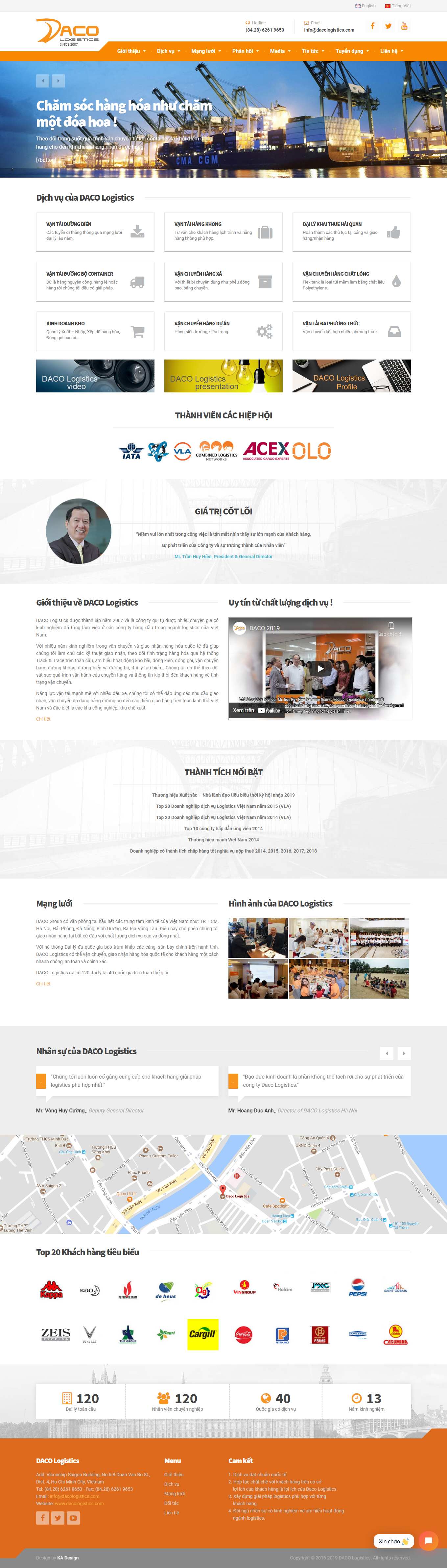 Thiết kế Web dịch vụ logistics dacologistics.com