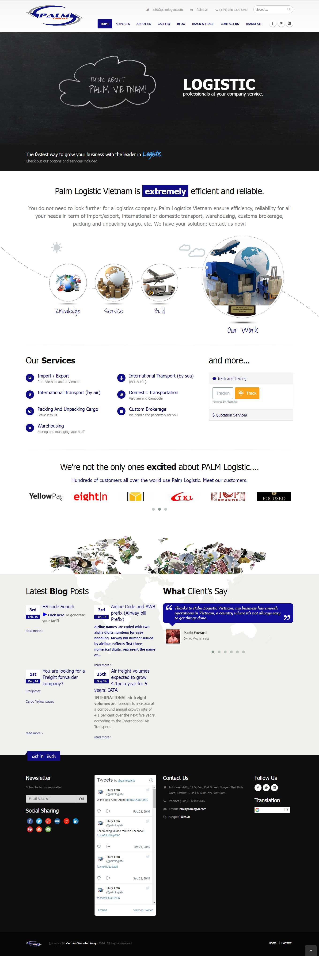 Thiết kế Web dịch vụ logistics palmlogvn.com