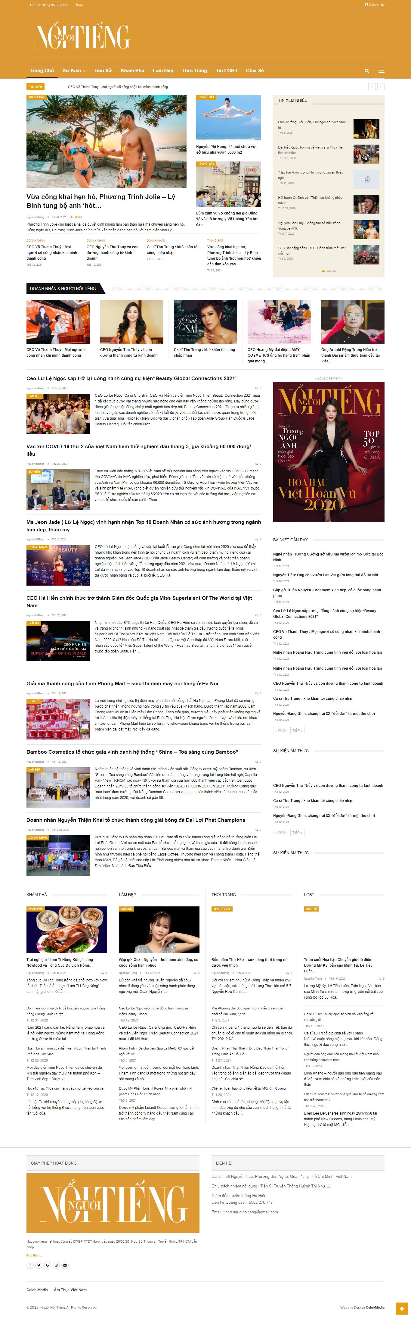 Thiết kế Web người nổi tiếng nguoinoitieng.net