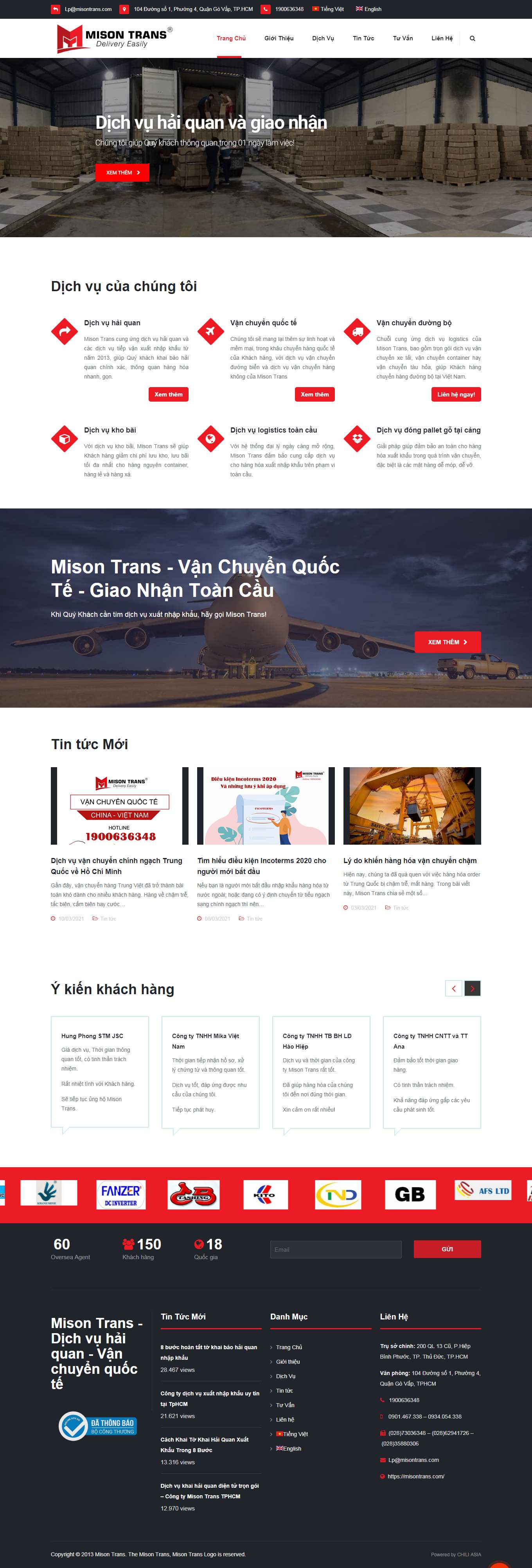 Thiết kế Web dịch vụ logistics misontrans.com