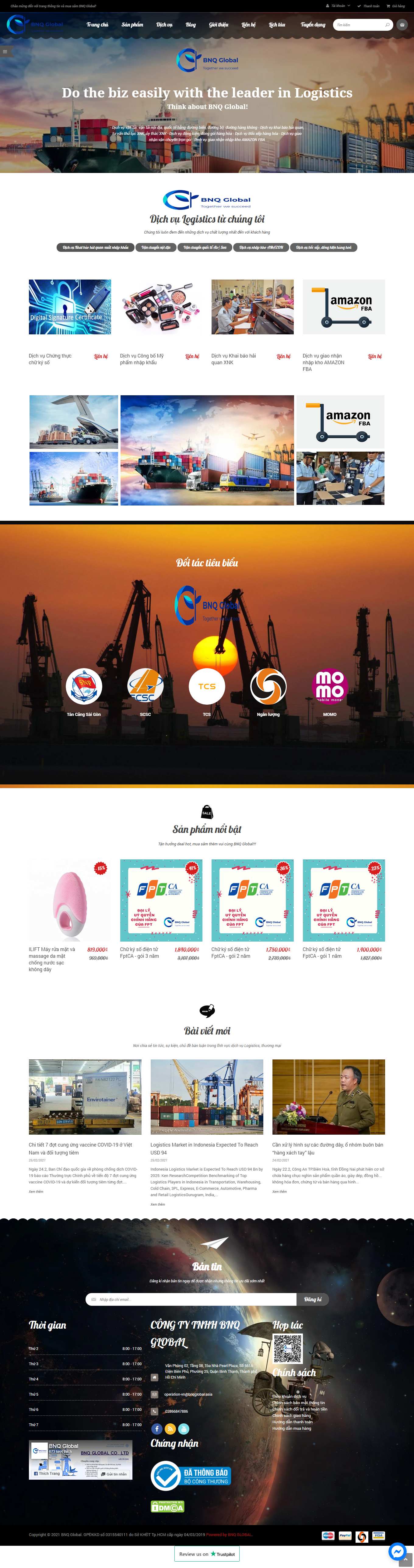 Thiết kế Web dịch vụ logistics bnqglobal.asia