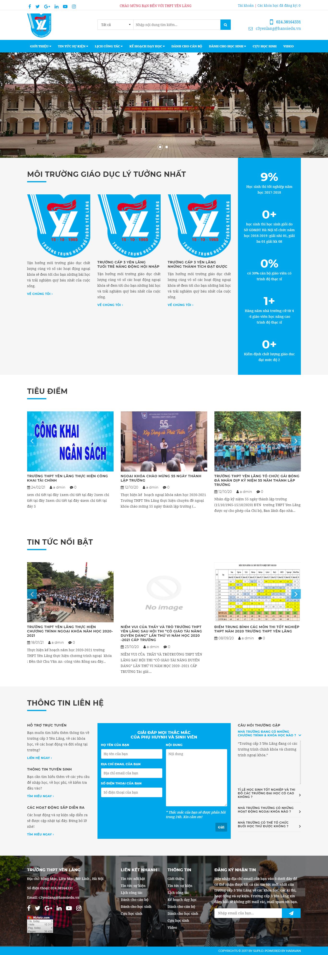 Thiết kế Web trường học c3yenlang.edu.vn
