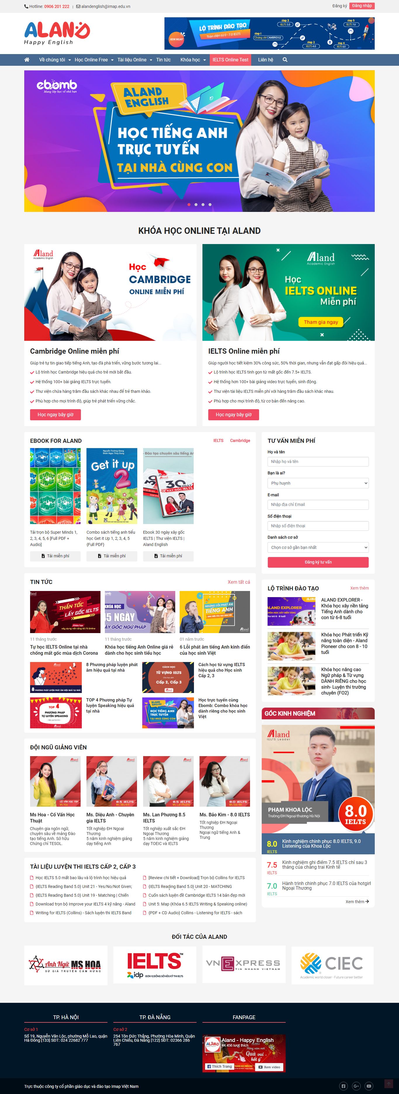 Thiết kế Web trường học aland.edu.vn