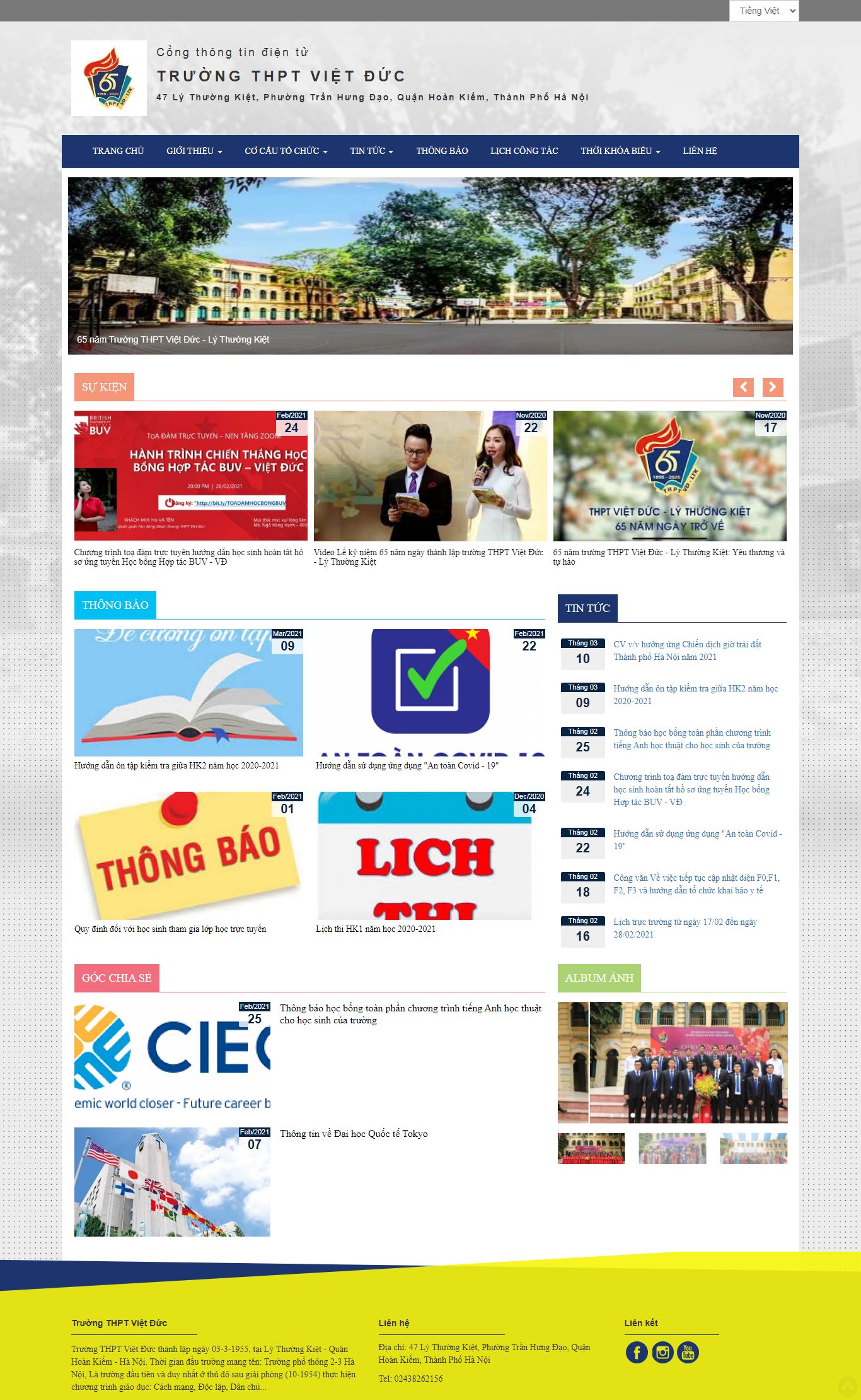 Thiết kế Web trường học c3vietduc.edu.vn