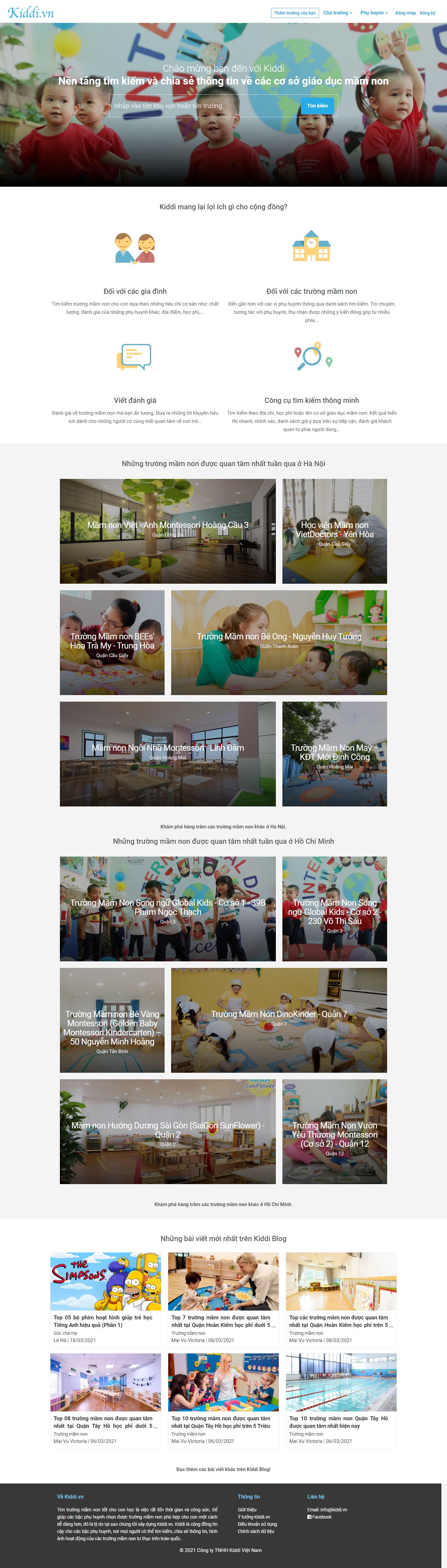 Thiết kế Web trường mầm non kiddi.vn