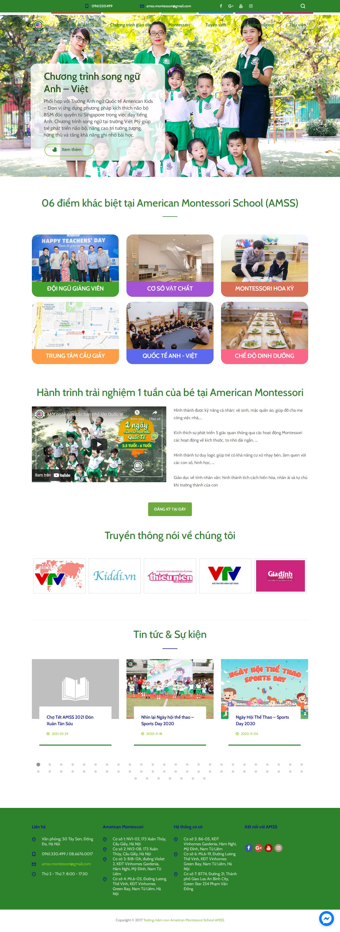 Thiết kế Web trường mầm non amss.edu.vn