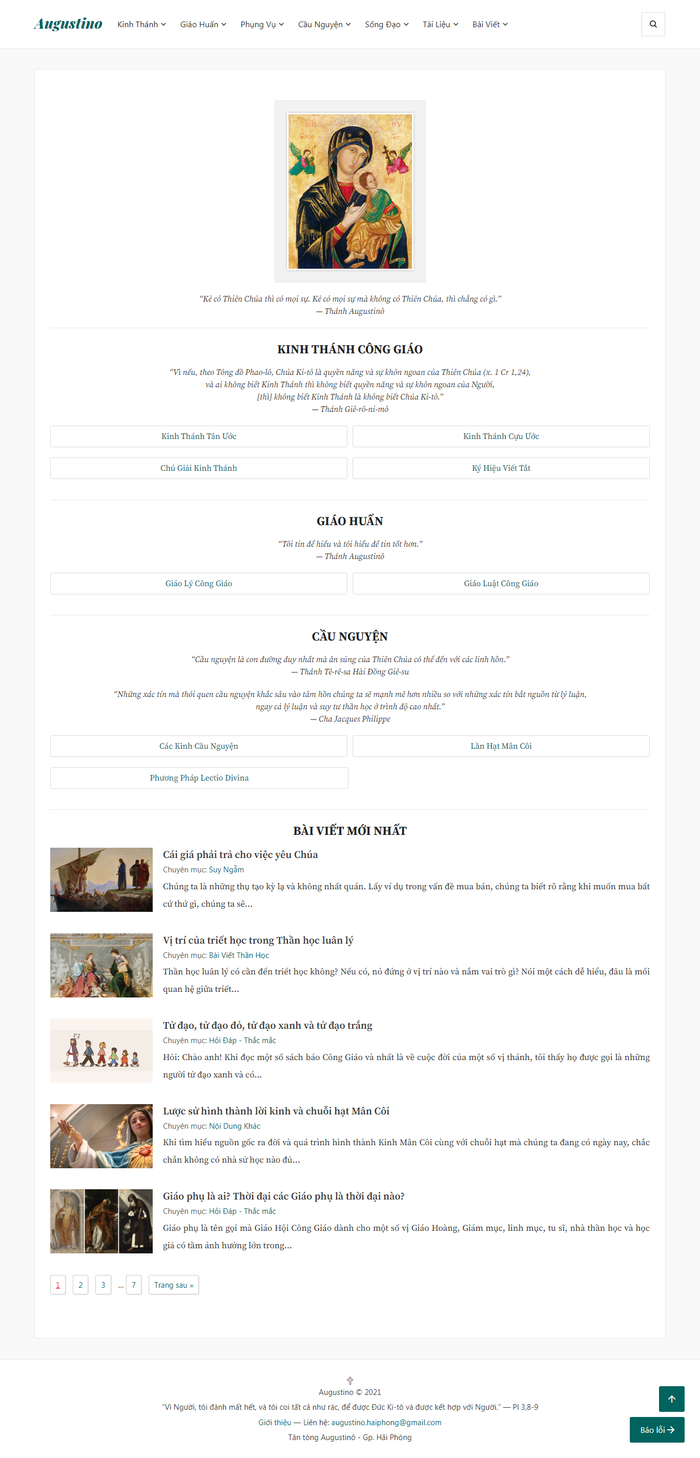 Thiết kế Web công giáo augustino.net