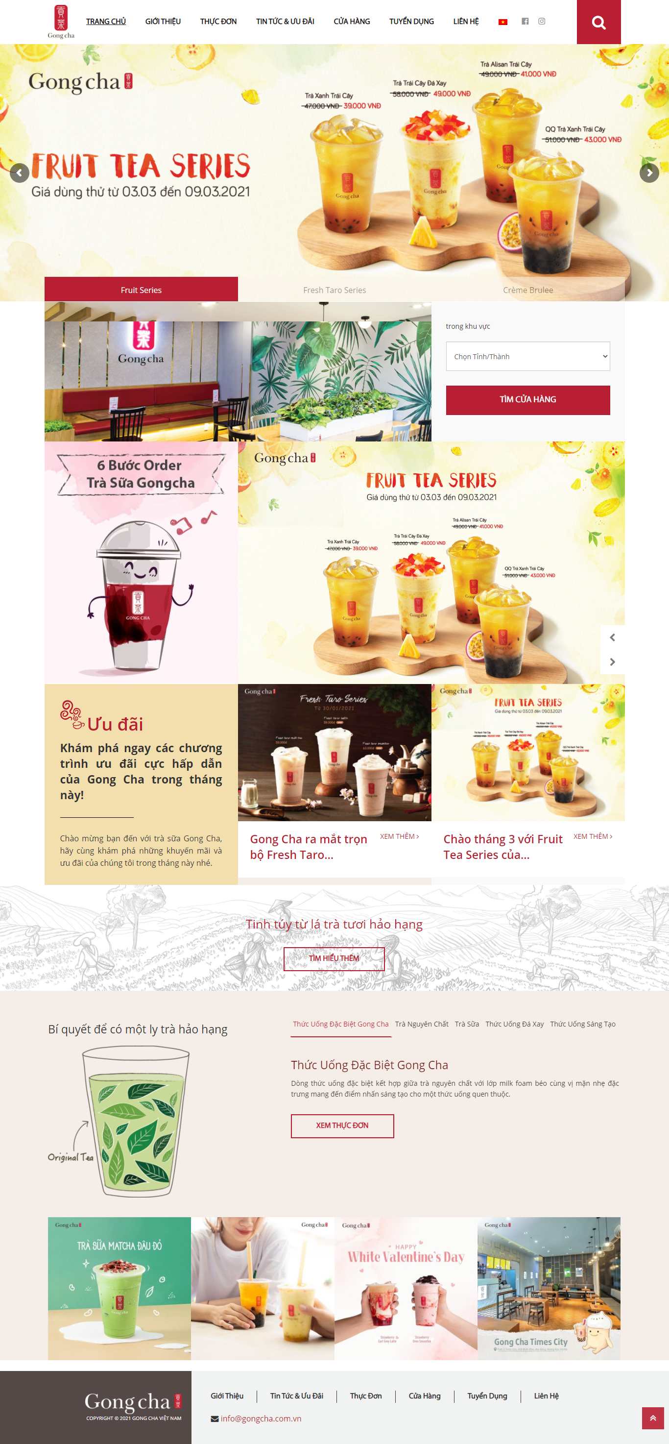 Thiết kế Web quán cà fe gongcha.com.vn