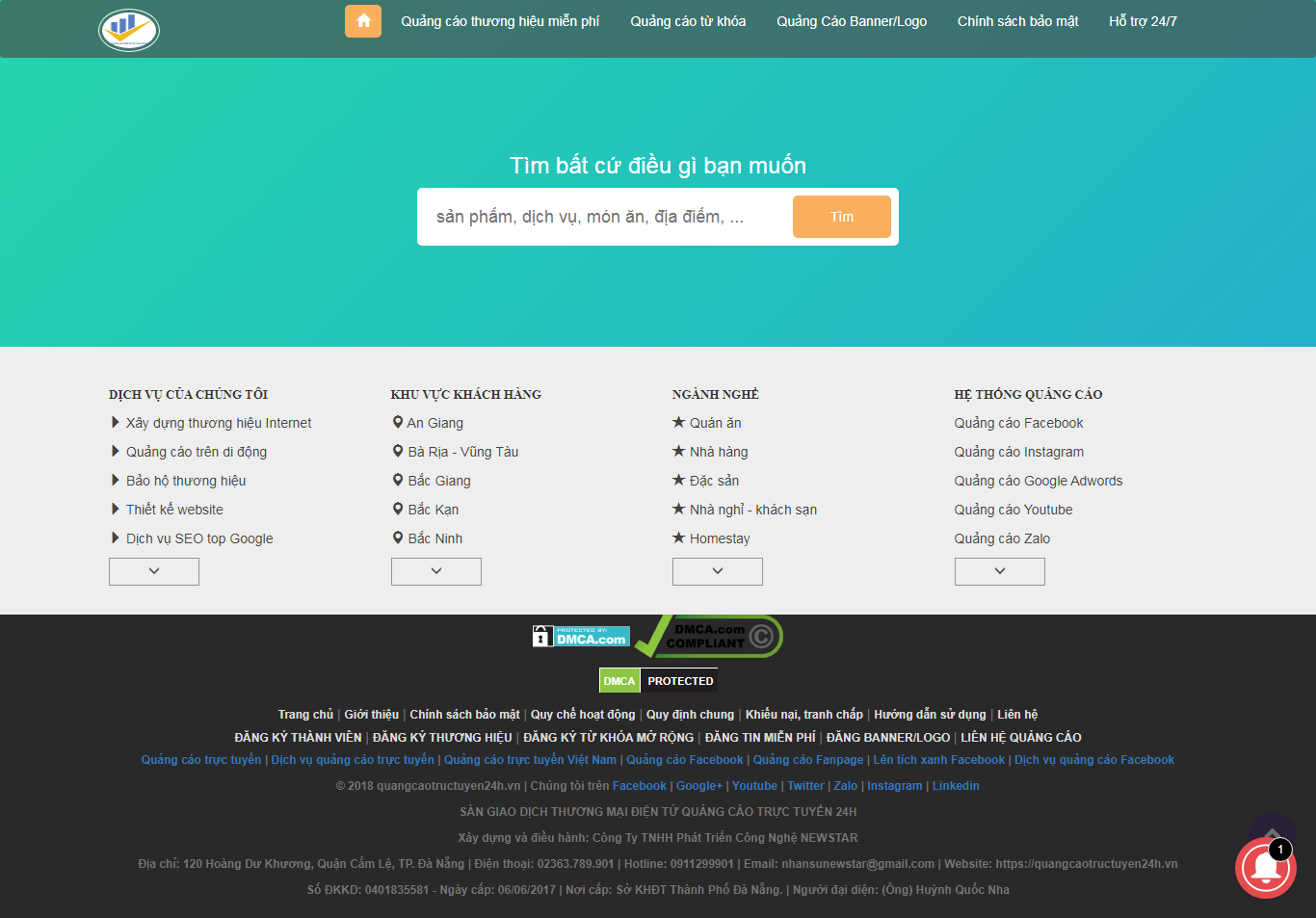 Thiết kế Web giới thiệu công ty quangcaotructuyen24h.vn