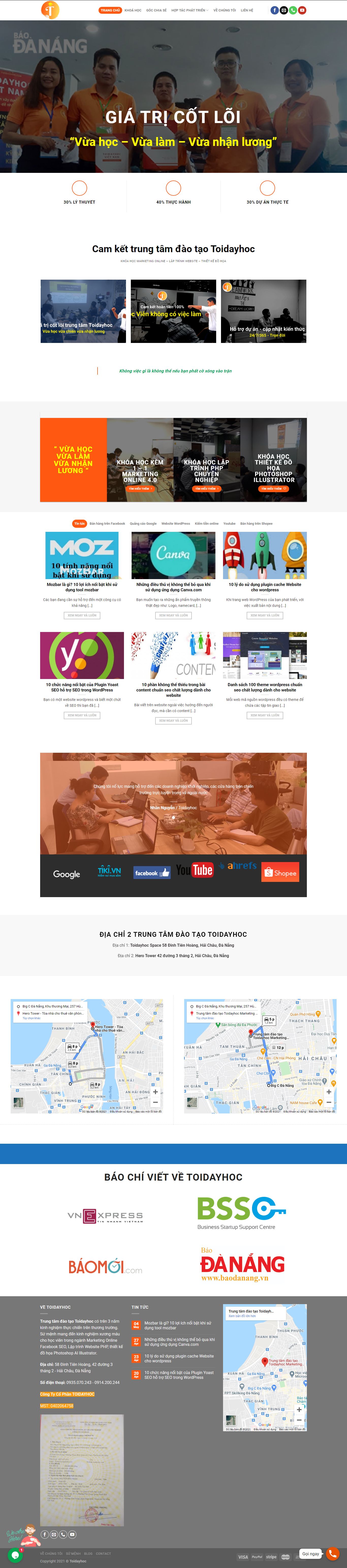 Thiết kế Web kinh doanh online toidayhoc.com