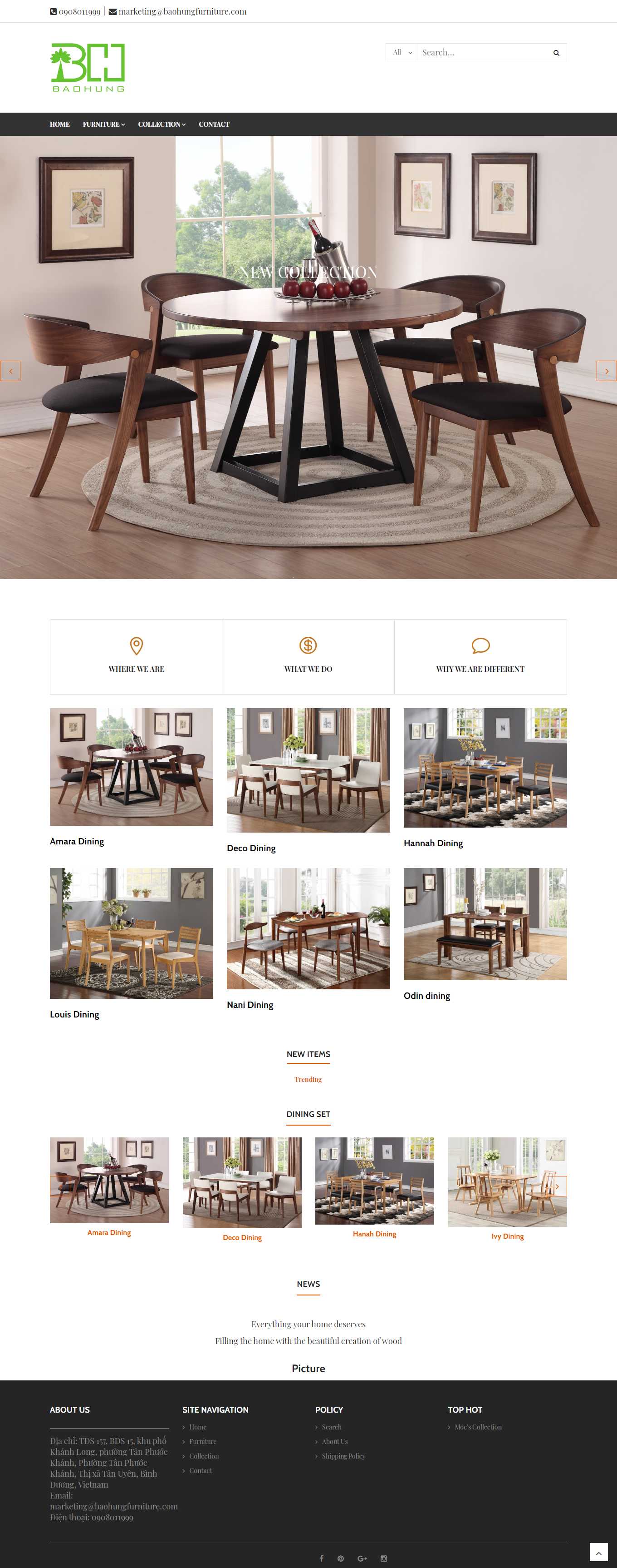 Thiết kế Web siêu việt baohungfurniture.com