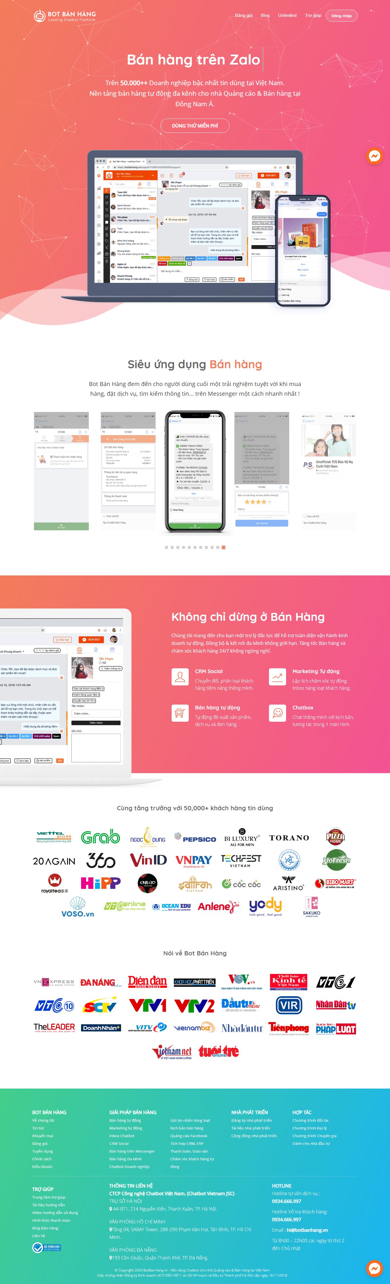 Thiết kế Web kinh doanh online botbanhang.vn