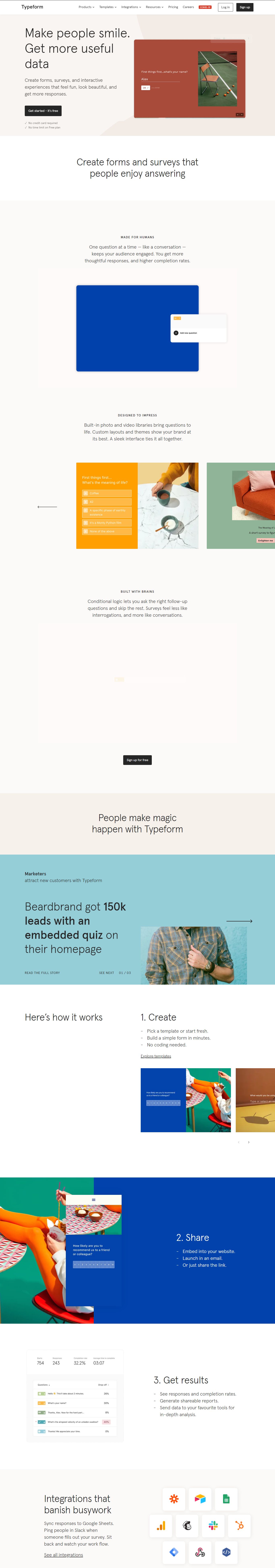 Thiết kế Web kinh doanh online typeform.com