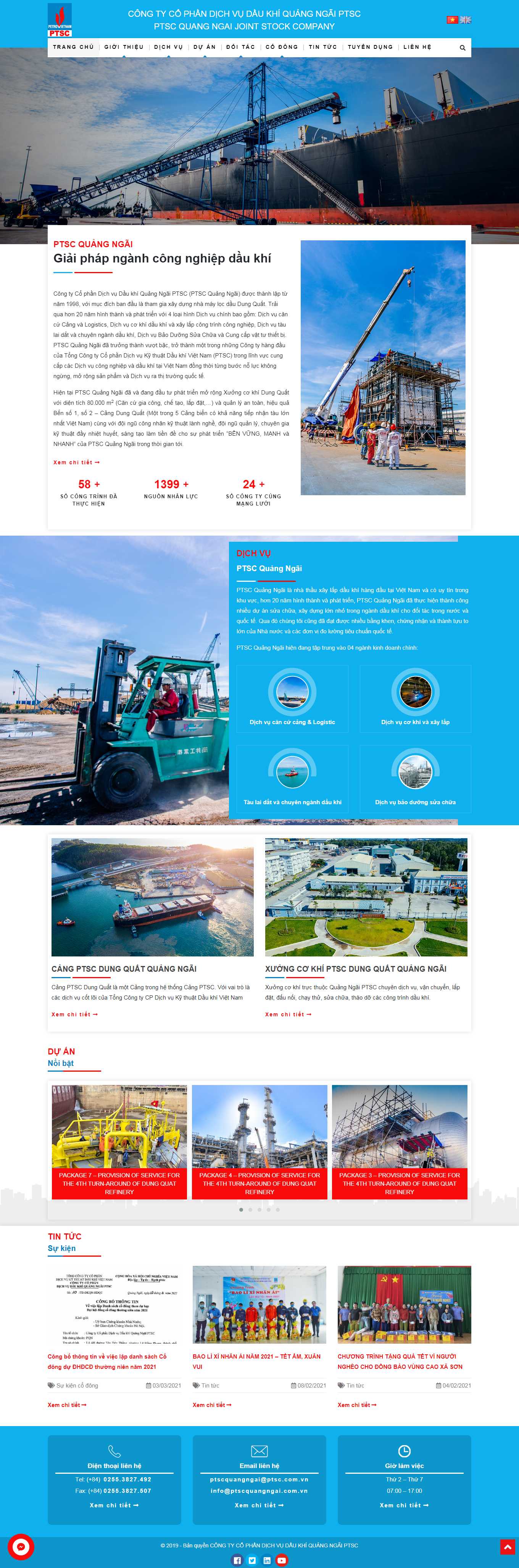 Thiết kế Web dầu khí ptscquangngai.com.vn