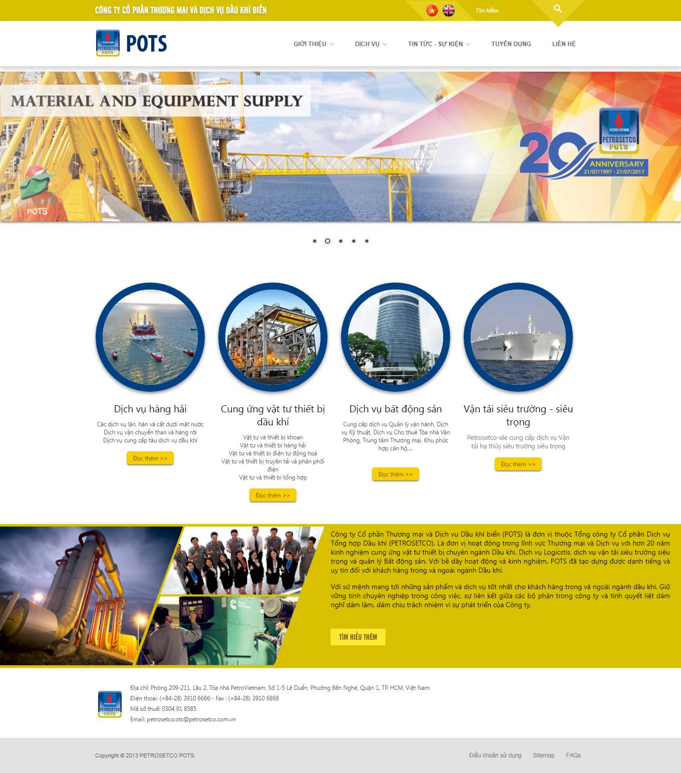 Thiết kế Web dầu khí pots.com.vn