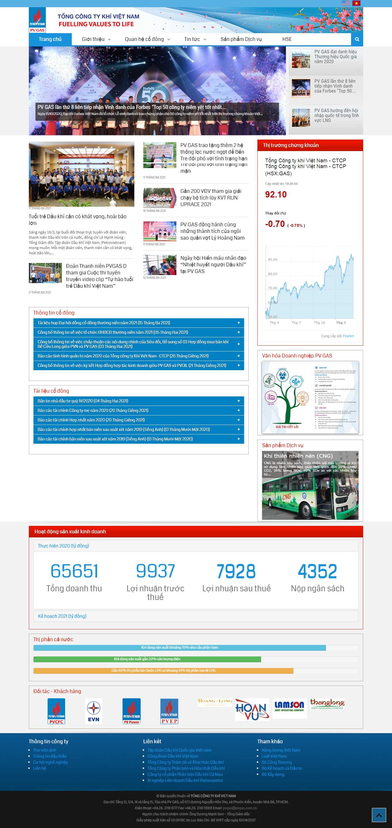 Thiết kế Web dầu khí pvgas.com.vn