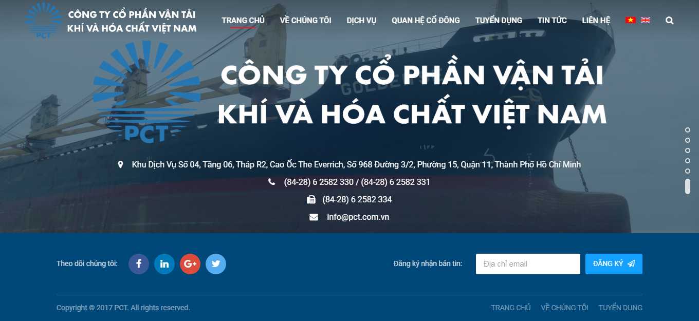 Thiết kế Web dầu khí pct.com.vn