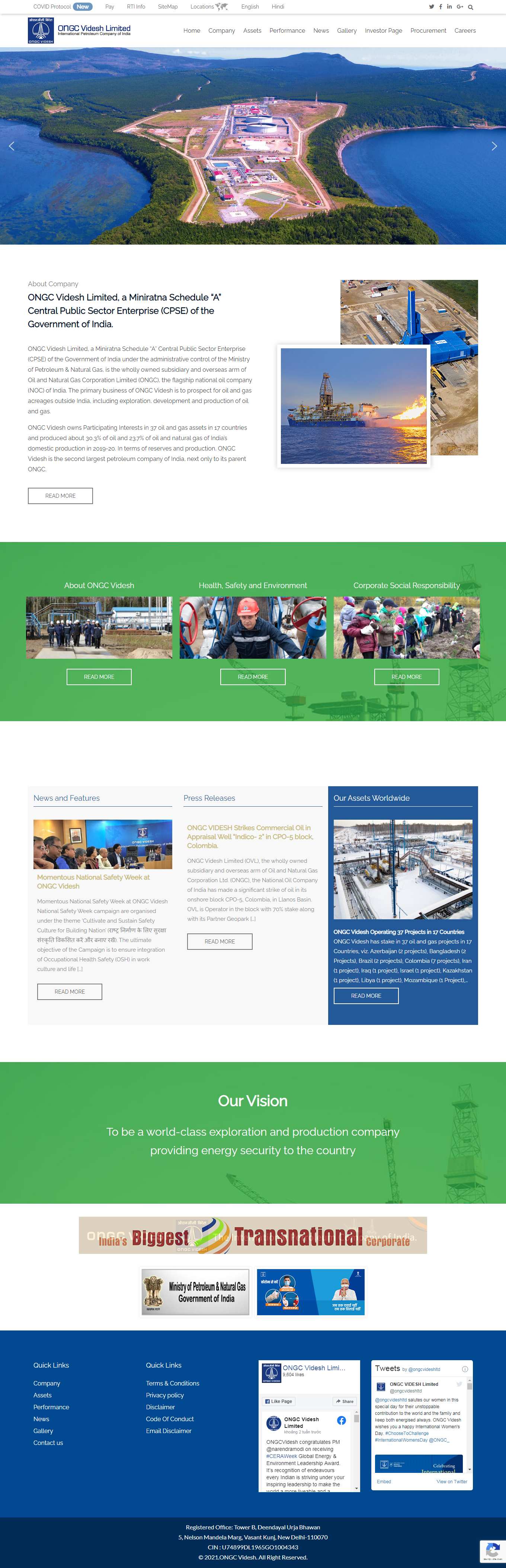 Thiết kế Web dầu khí ongcvidesh.com