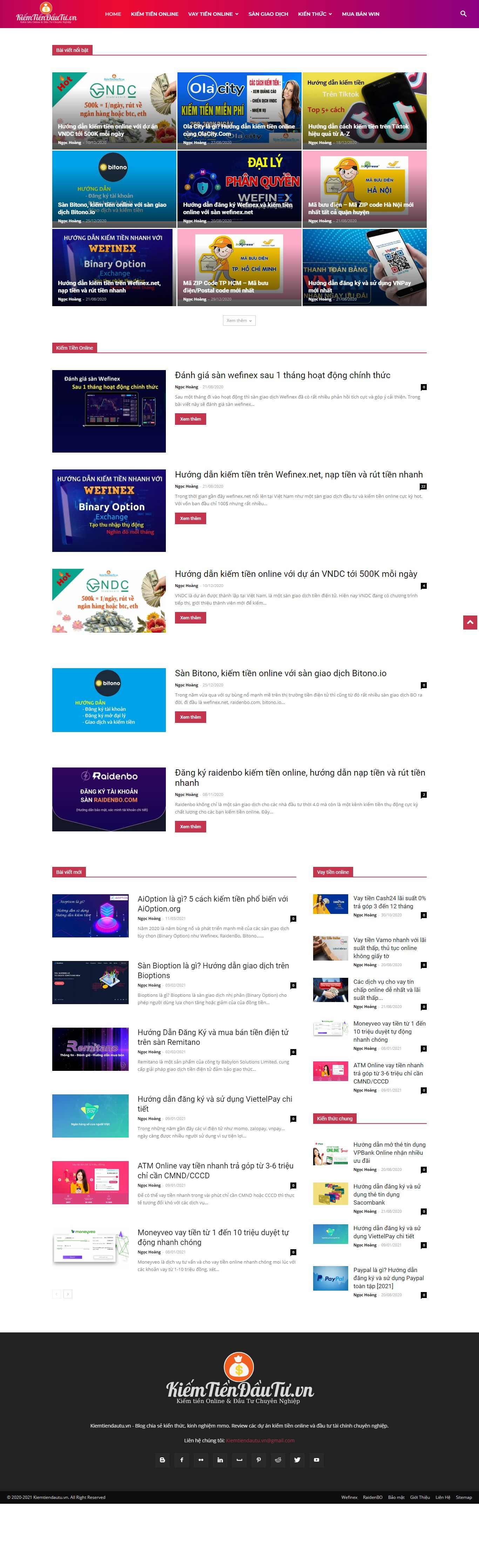 Thiết kế Web kinh doanh online kiemtiendautu.vn