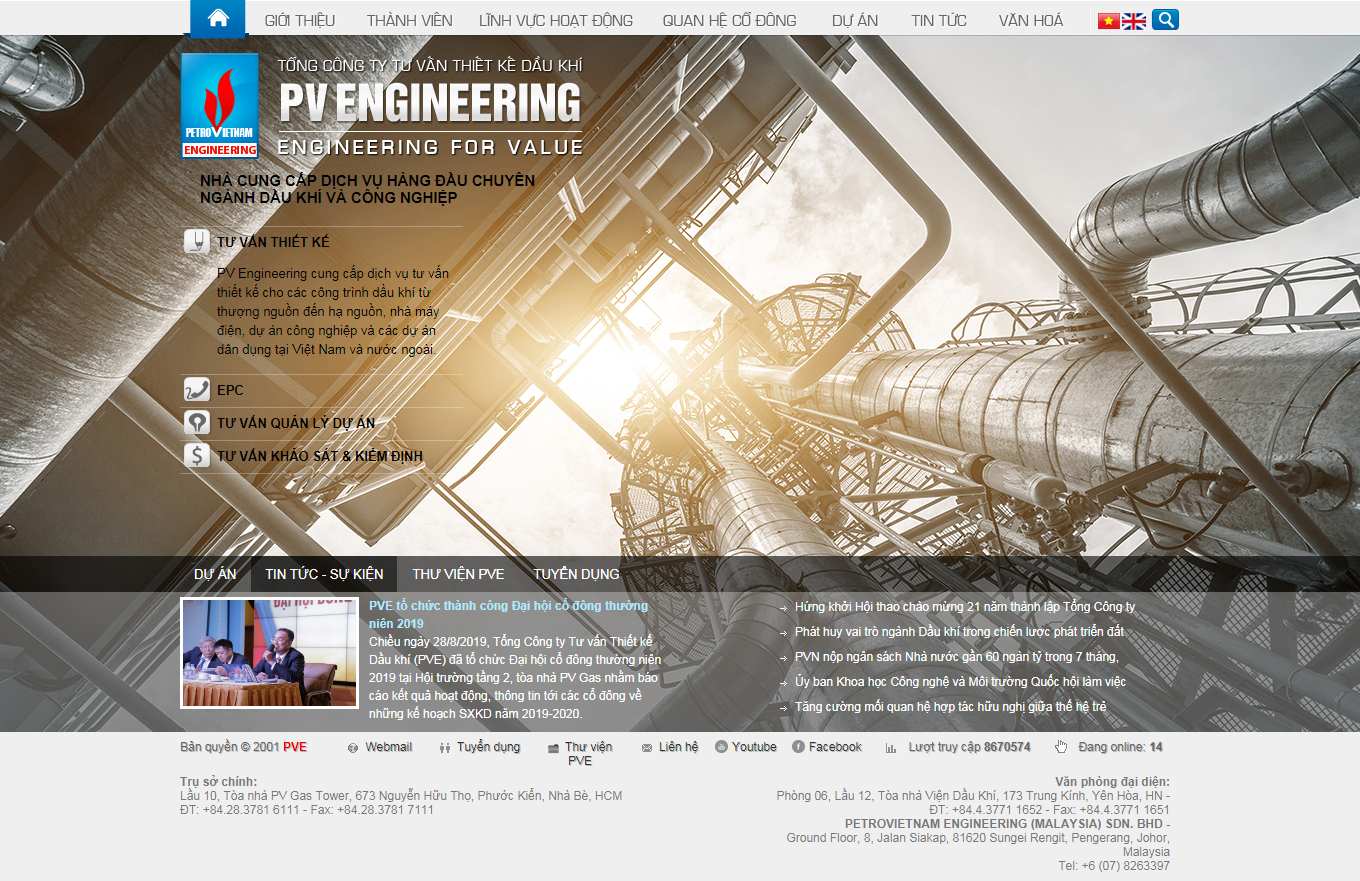 Thiết kế Web dầu khí pve.vn