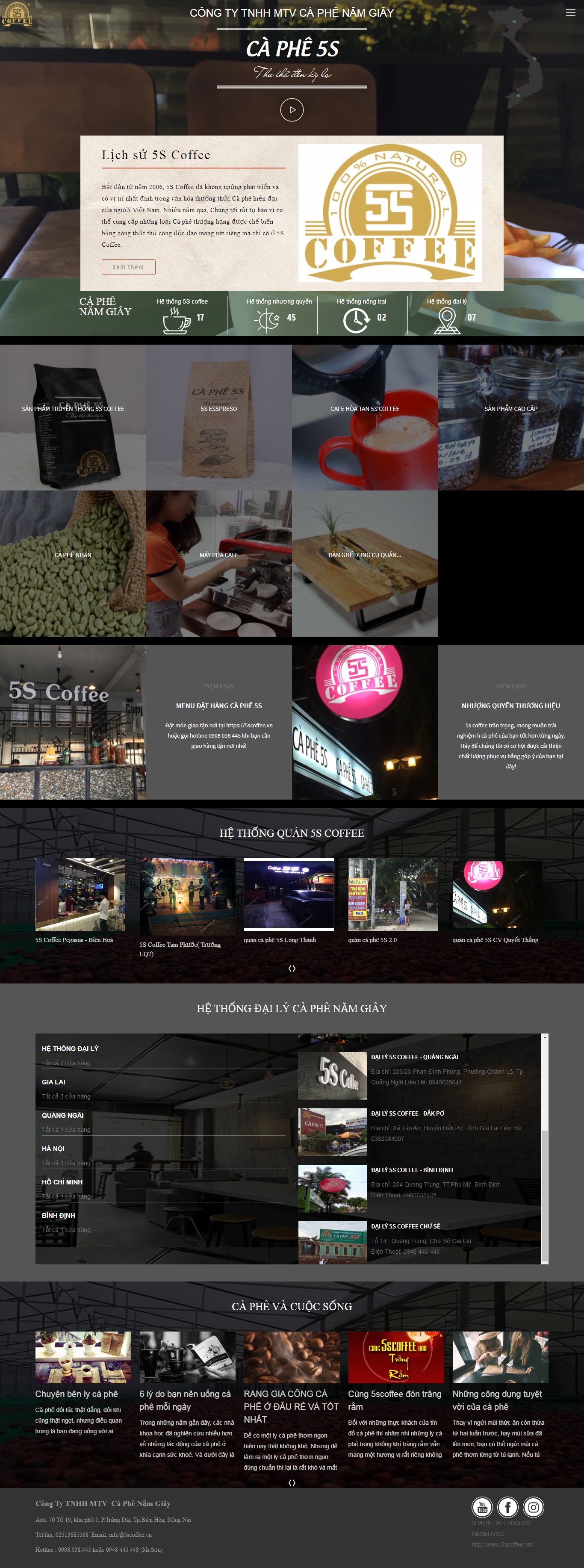 Thiết kế Web quán cà fe 5scoffee.vn