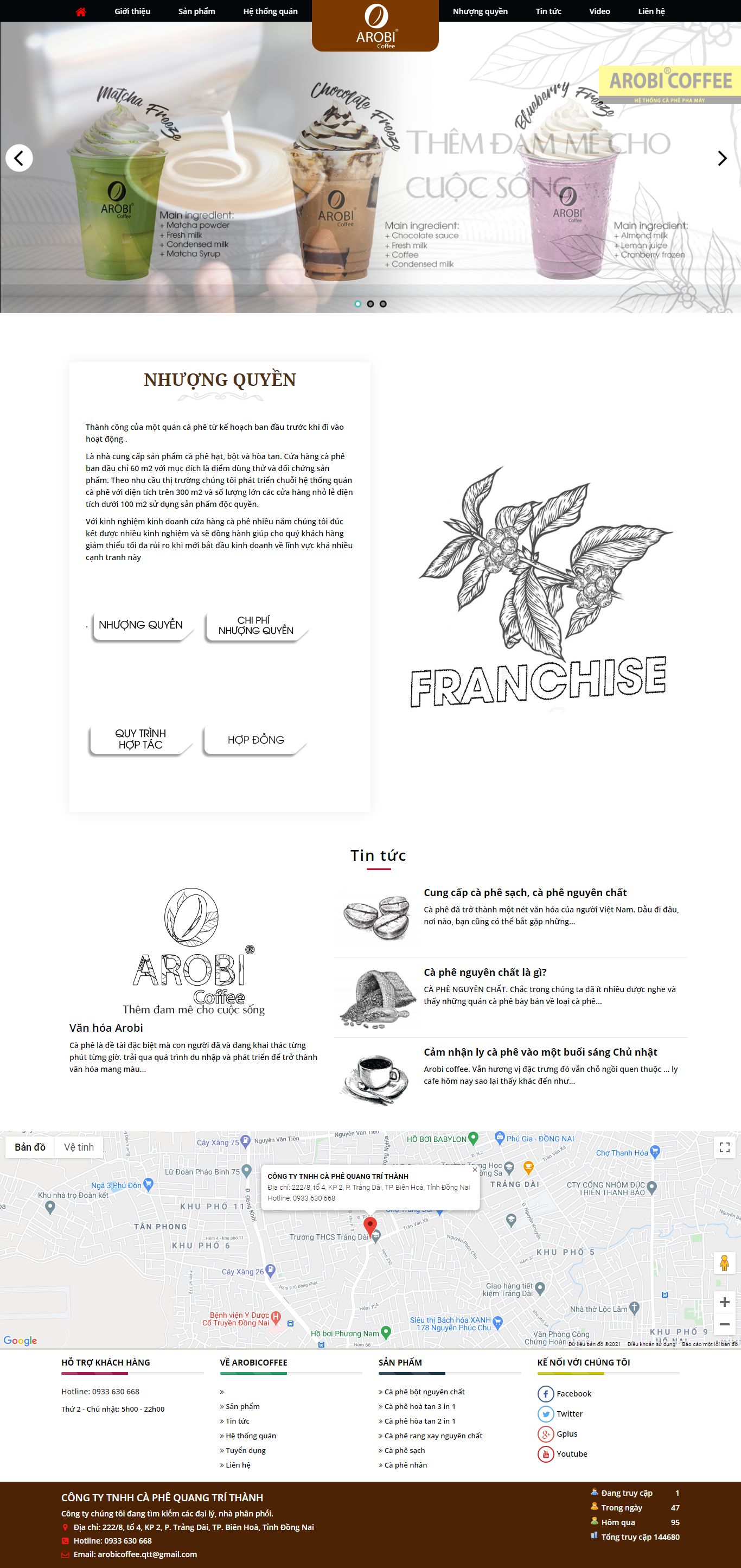 Thiết kế Web quán cà fe arobicoffee.com