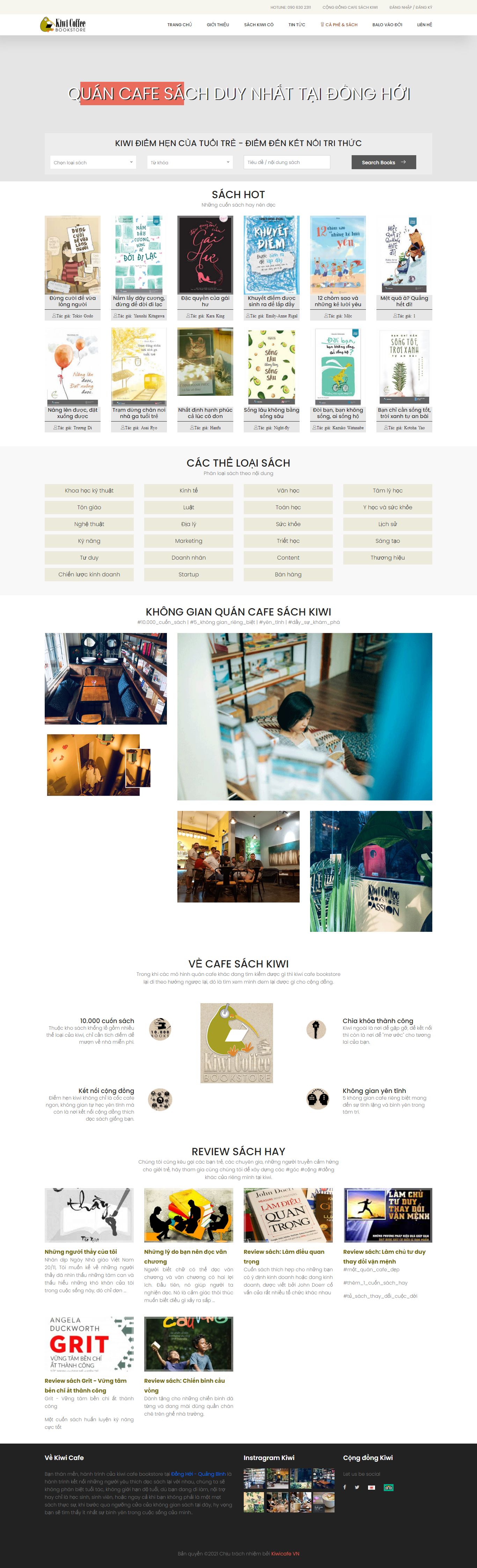 Thiết kế Web quán cà fe kiwicafe.vn
