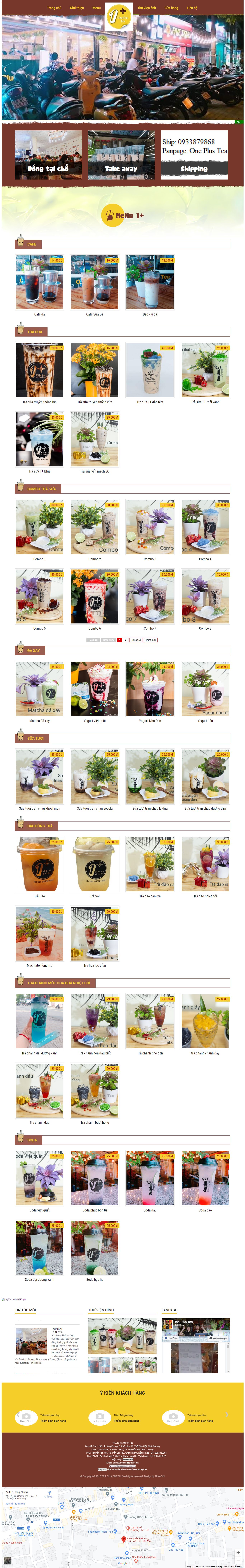 Thiết kế Web quán cà fe trasuaoneplus.com.vn