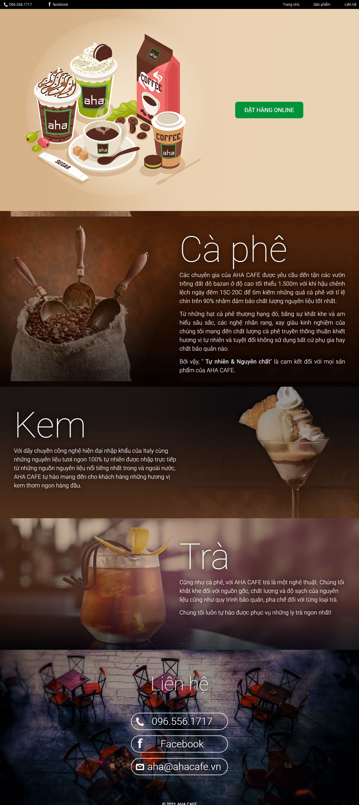 Thiết kế Web quán cà fe ahacafe.vn