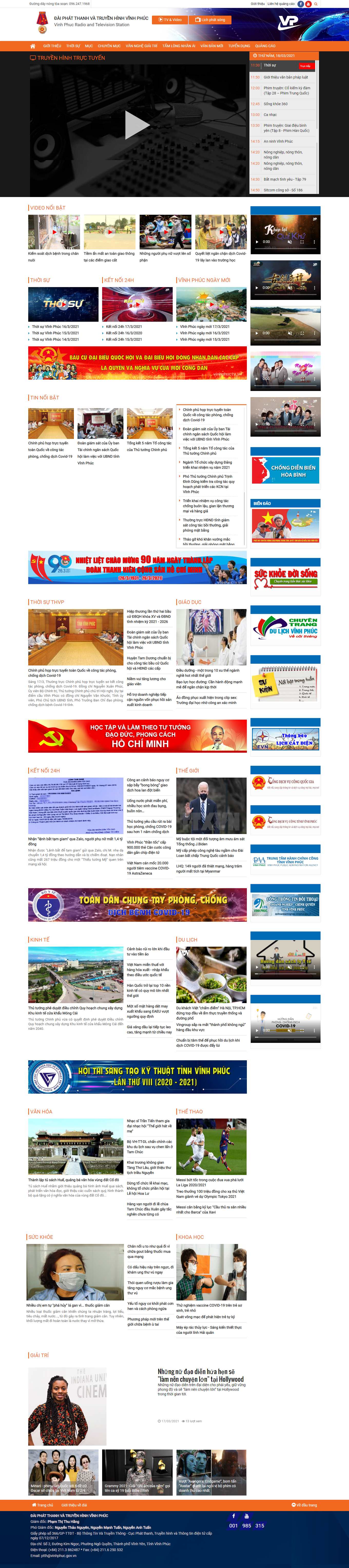 Thiết kế Web truyền hình vinhphuctv.vn