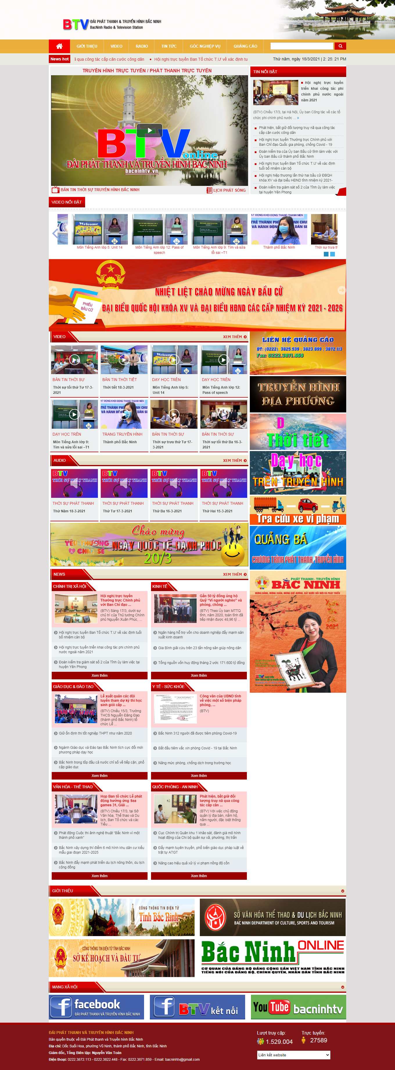 Thiết kế Web truyền hình bacninhtv.vn