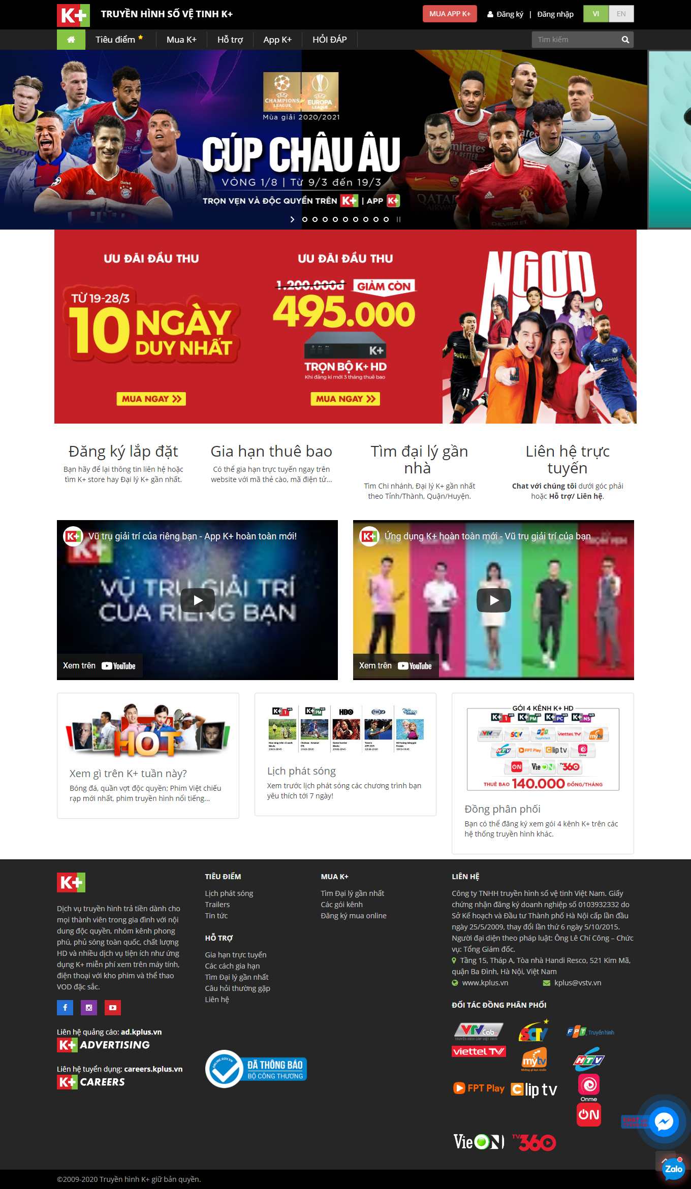 Thiết kế Web truyền hình kplus.vn