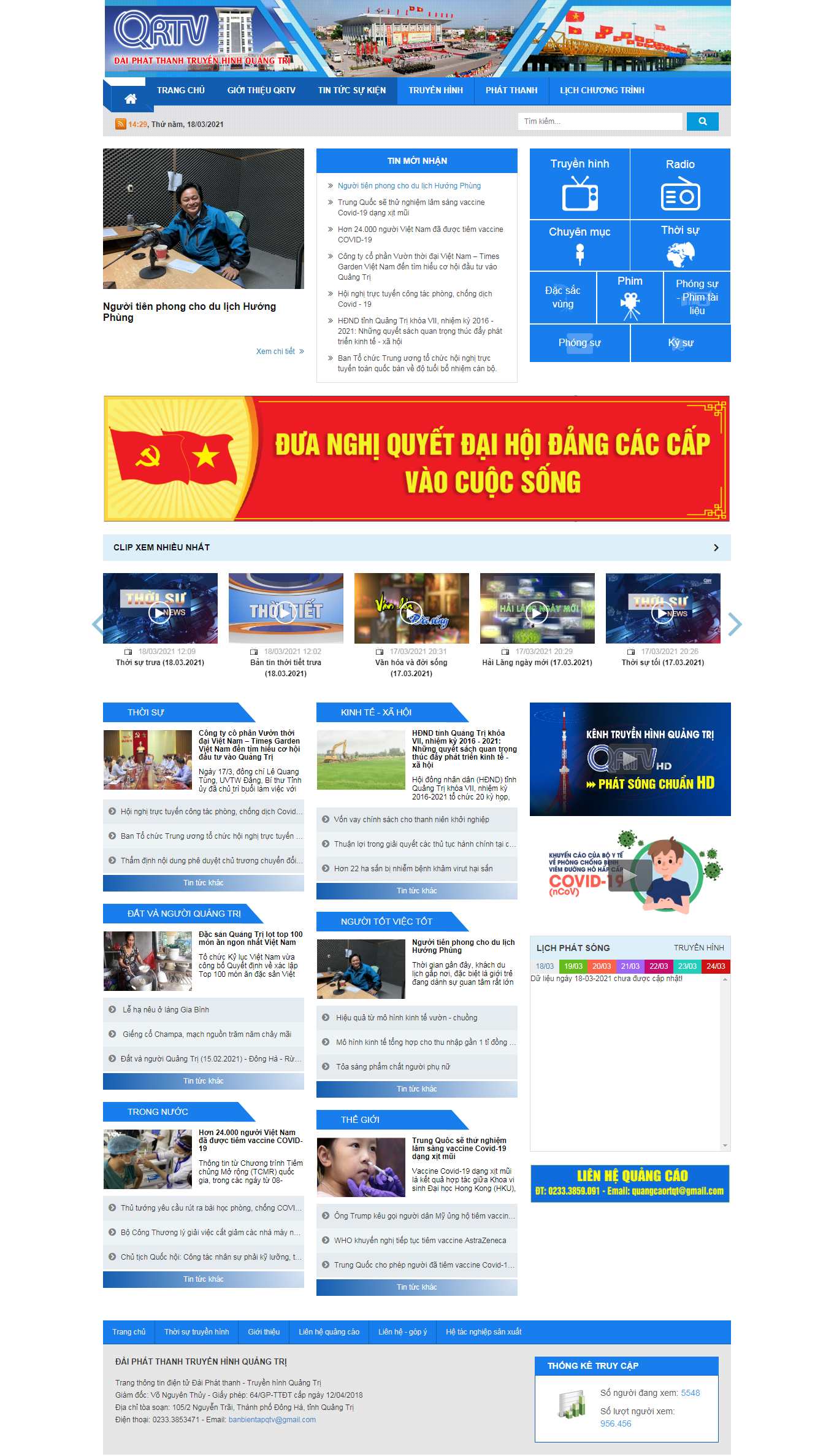 Thiết kế Web truyền hình quangtritv.vn