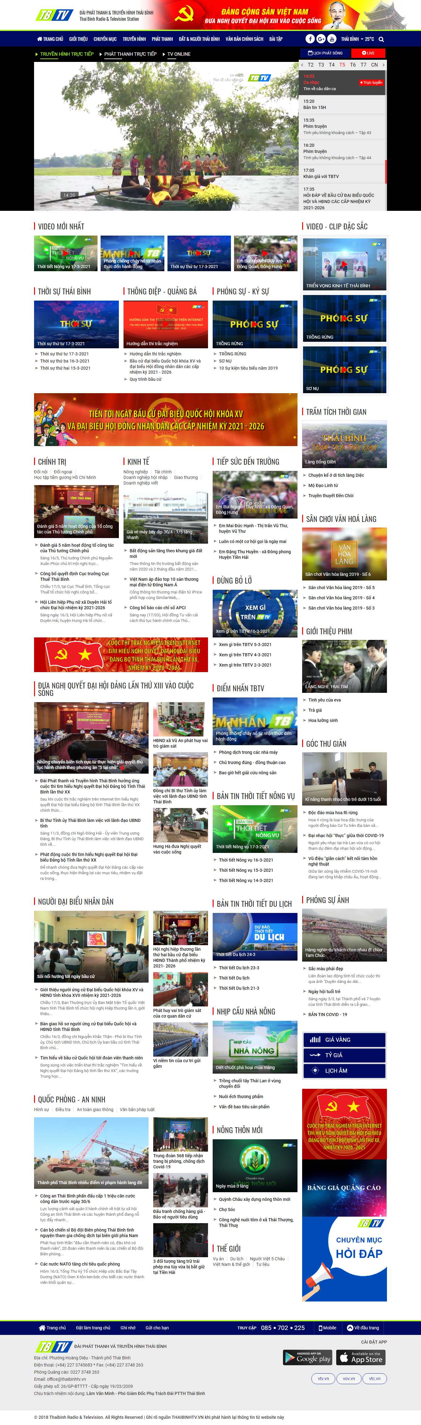 Thiết kế Web truyền hình thaibinhtv.vn