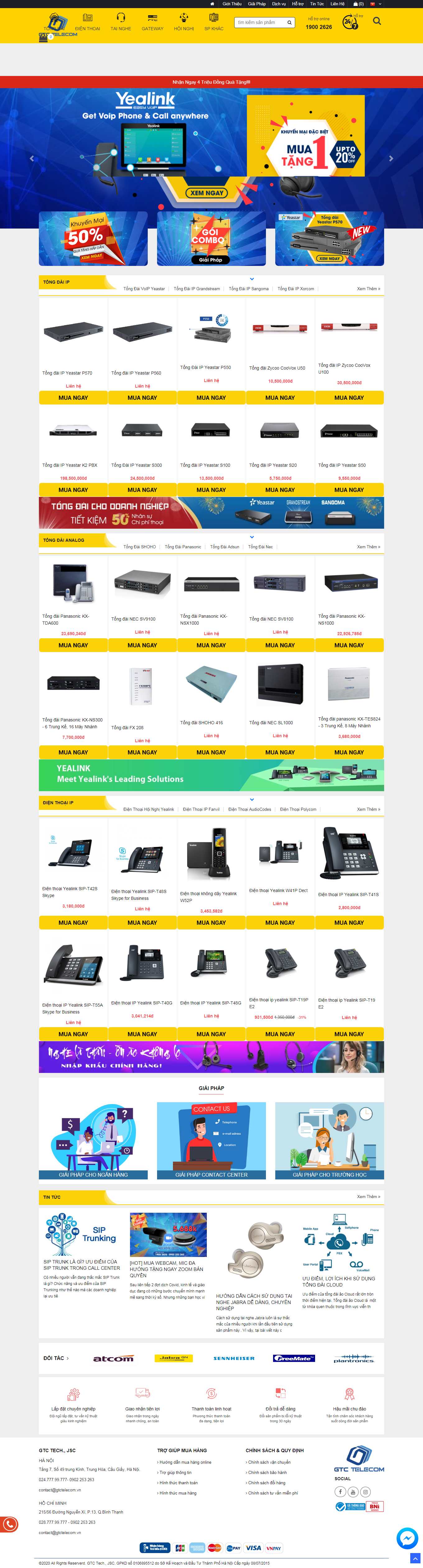 Thiết kế Web lắp đặt tổng đài gtctelecom.vn