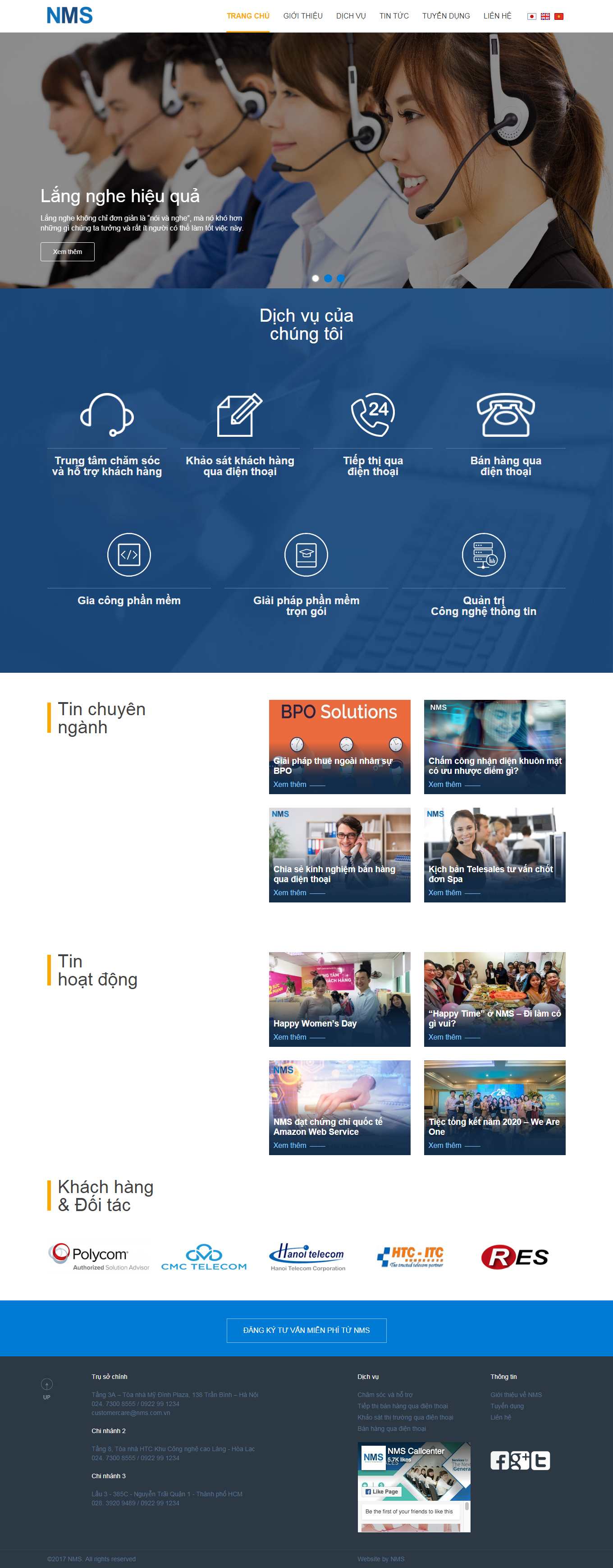 Thiết kế Web lắp đặt tổng đài nms.com.vn