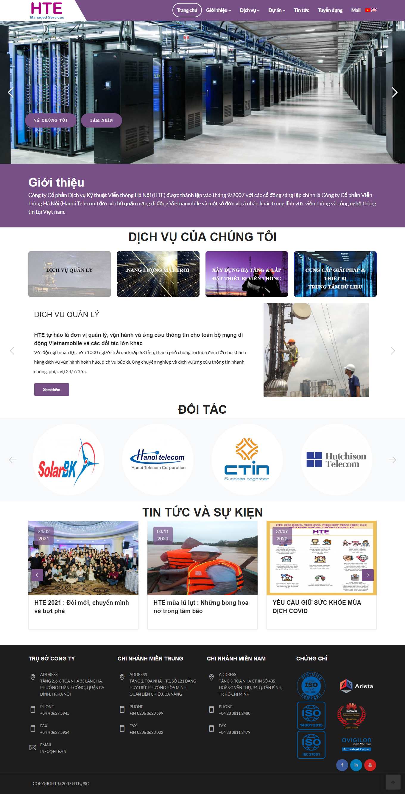 Thiết kế Web lắp đặt tổng đài hte.vn