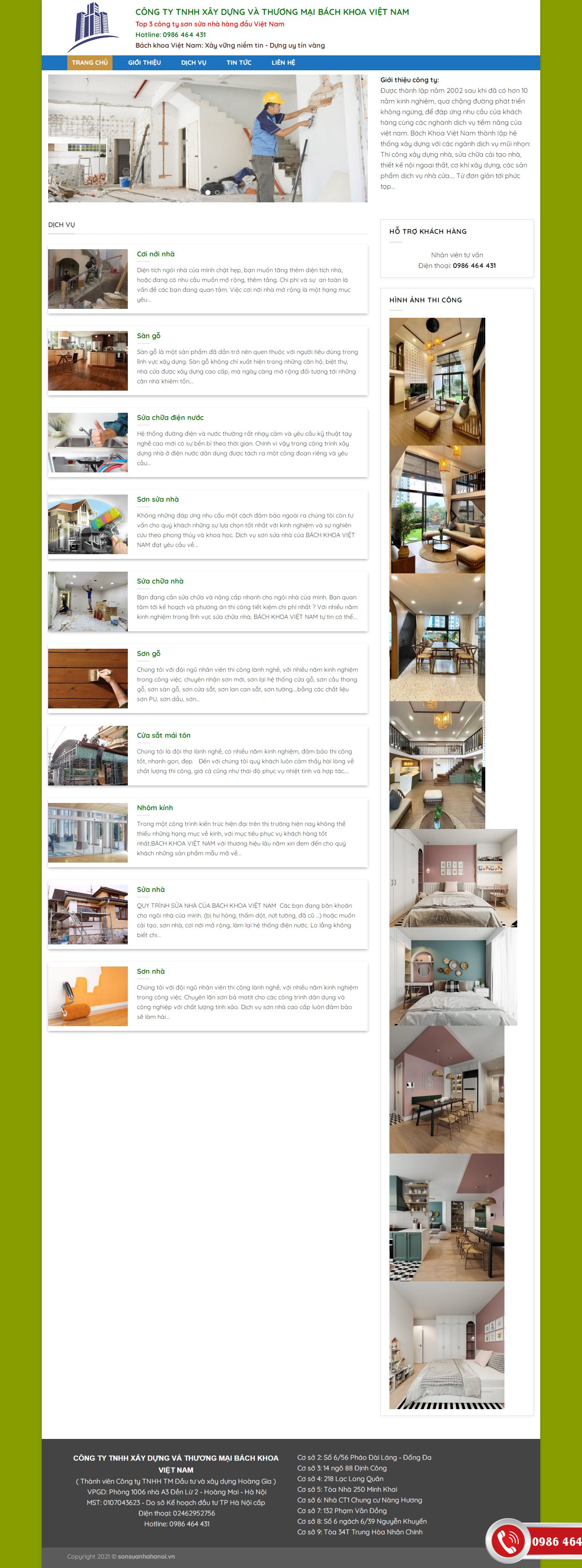 Thiết kế Web sửa nhà trọn gói sonsuanhahanoi.vn